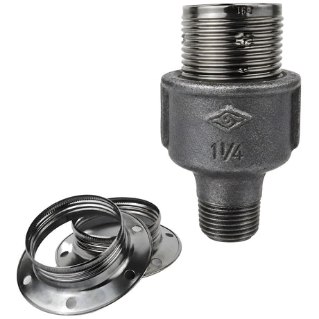 Kit portalampada E27 in metallo lucido nero su raccordo 1/2'' (15x21mm) maschio in ghisa nera economica