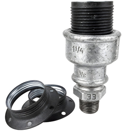 Kit portalampada E27 in metallo opaco grigio su raccordo 1/2'' (15x21mm) maschio in ghisa zincata