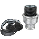Kit portalampada E27 in metallo opaco grigio su raccordo femmina in ghisa zincata