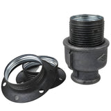 Kit portalampada E27 in metallo opaco grigio su raccordo femmina in ghisa nera economica