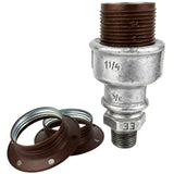 Kit portalampada E27 in metallo opaco color ruggine su raccordo 1/2'' (15x21mm) maschio in ghisa zincata