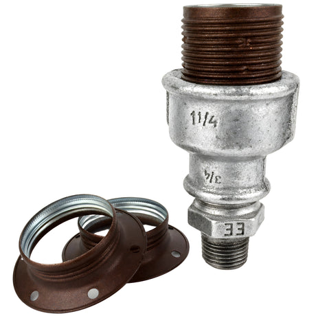 Kit portalampada E27 in metallo opaco color ruggine su raccordo 1/2'' (15x21mm) maschio in ghisa zincata