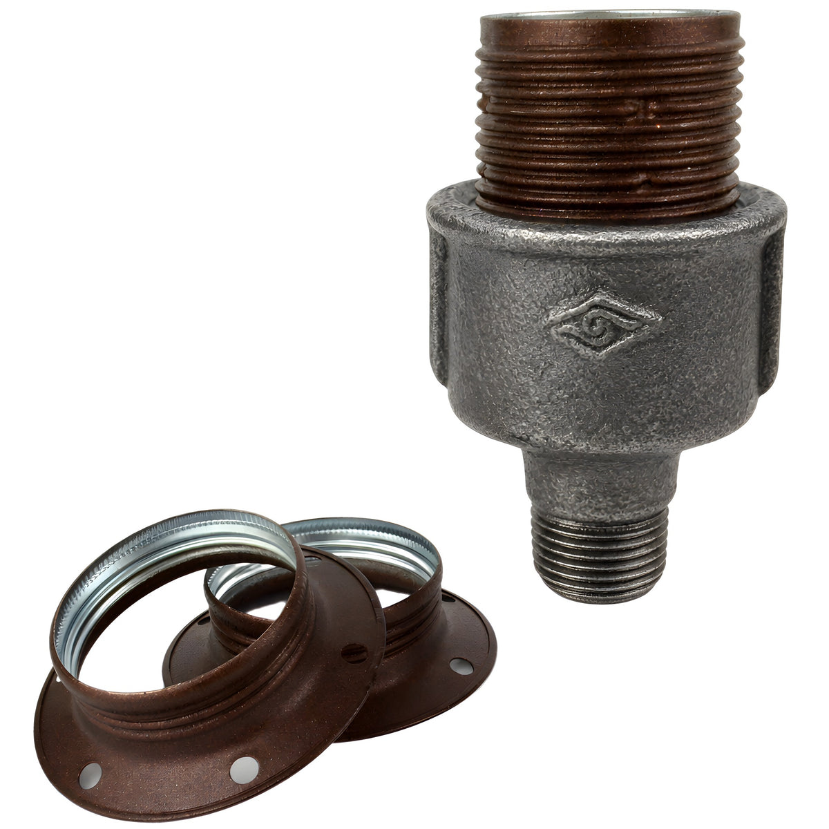 Kit portalampada E27 in metallo opaco color ruggine su raccordo 1/2'' (15x21mm) maschio in ghisa nera economica