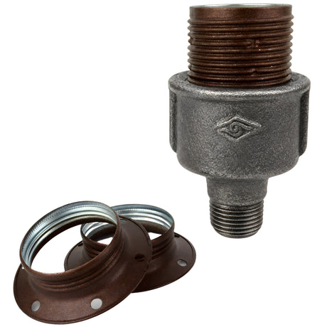 Kit portalampada E27 in metallo opaco color ruggine su raccordo 1/2'' (15x21mm) maschio in ghisa nera economica