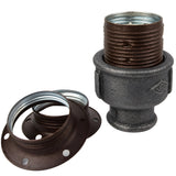 Kit portalampada E27 in metallo opaco color ruggine su raccordo femmina in ghisa nera economica