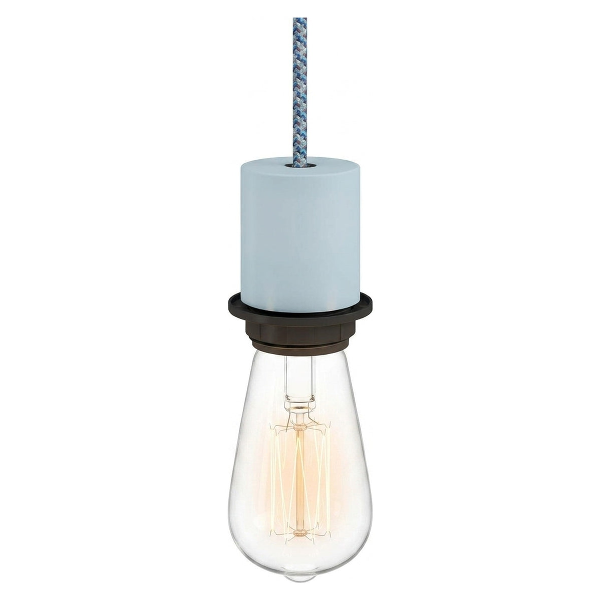 Portalampada E27 semifilettato in metallo — Azzurro cielo