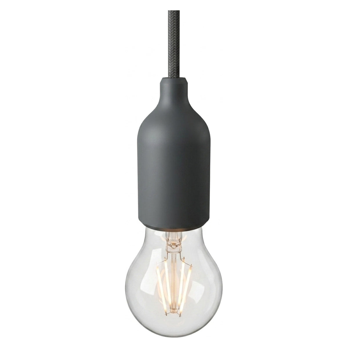 Portalampada E27 in silicone con serracavo nascosto — Grigio