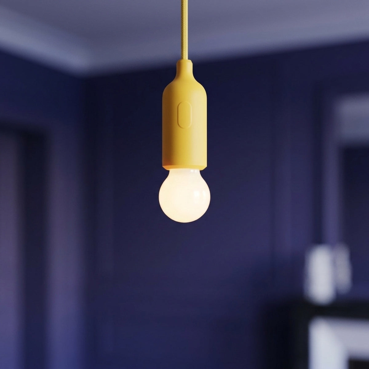 Portalampada E27 in silicone con interruttore — Giallo