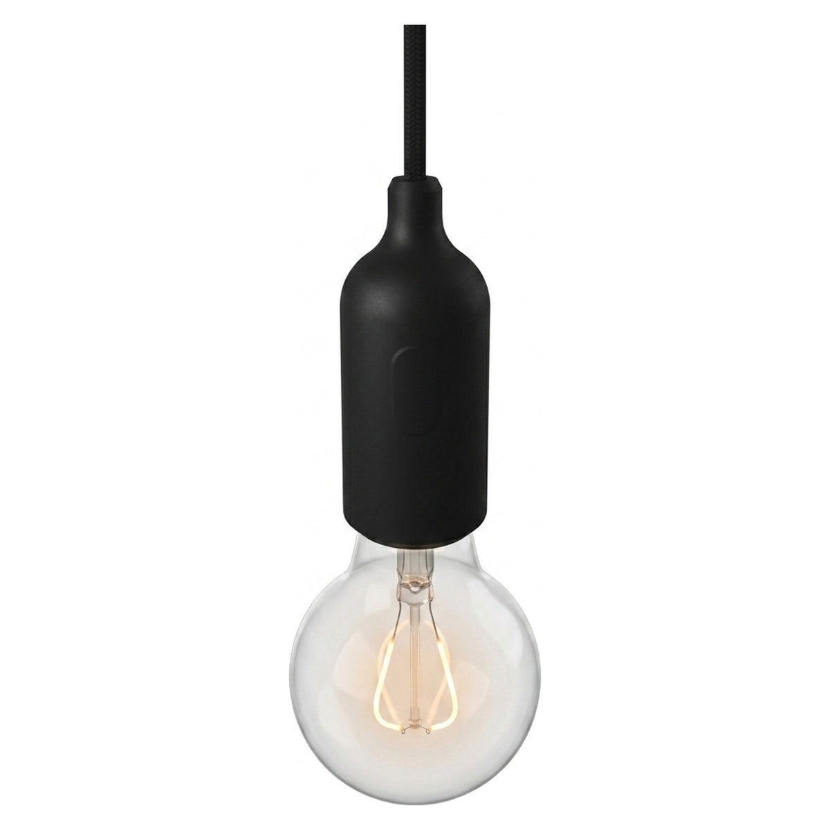 Portalampada E27 in silicone con interruttore — Nero