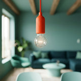 Portalampada E27 in silicone con interruttore — Arancione