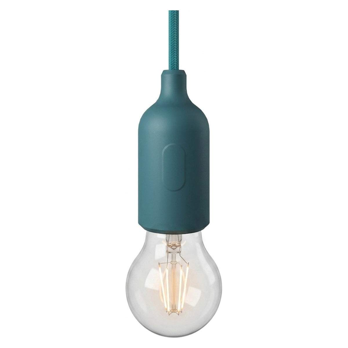 Portalampada E27 in silicone con interruttore — Blu petrolio