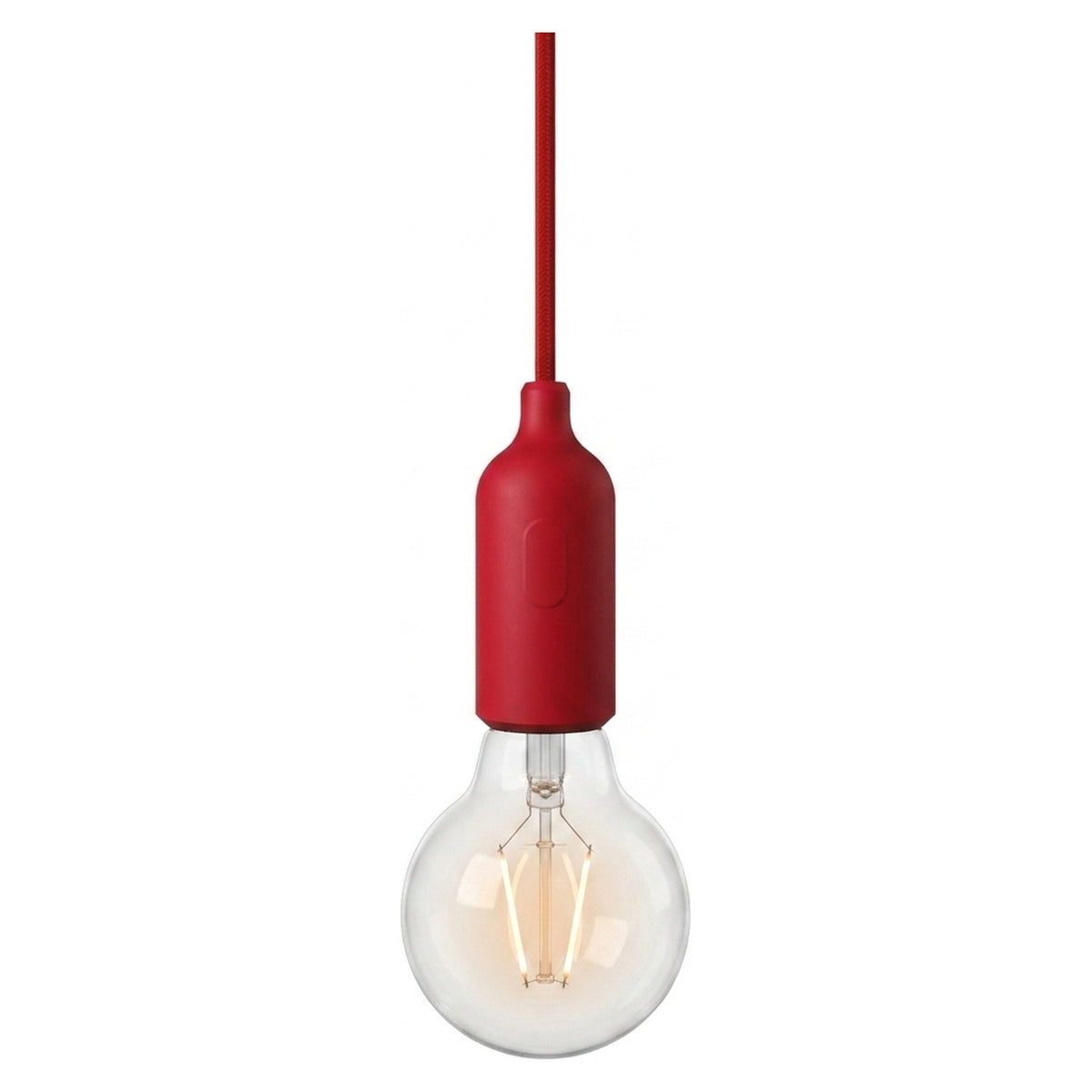 Portalampada E27 in silicone con interruttore — Rosso