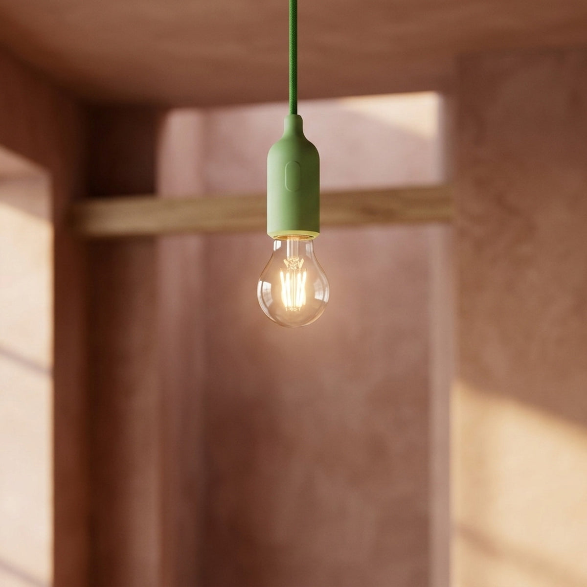 Portalampada E27 in silicone con interruttore — Verde prato