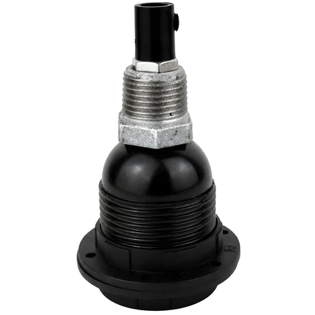 Kit portalampada E27 in bachelite con ghiere su raccordo 1/2'' (15x21mm) maschio in ghisa zincata