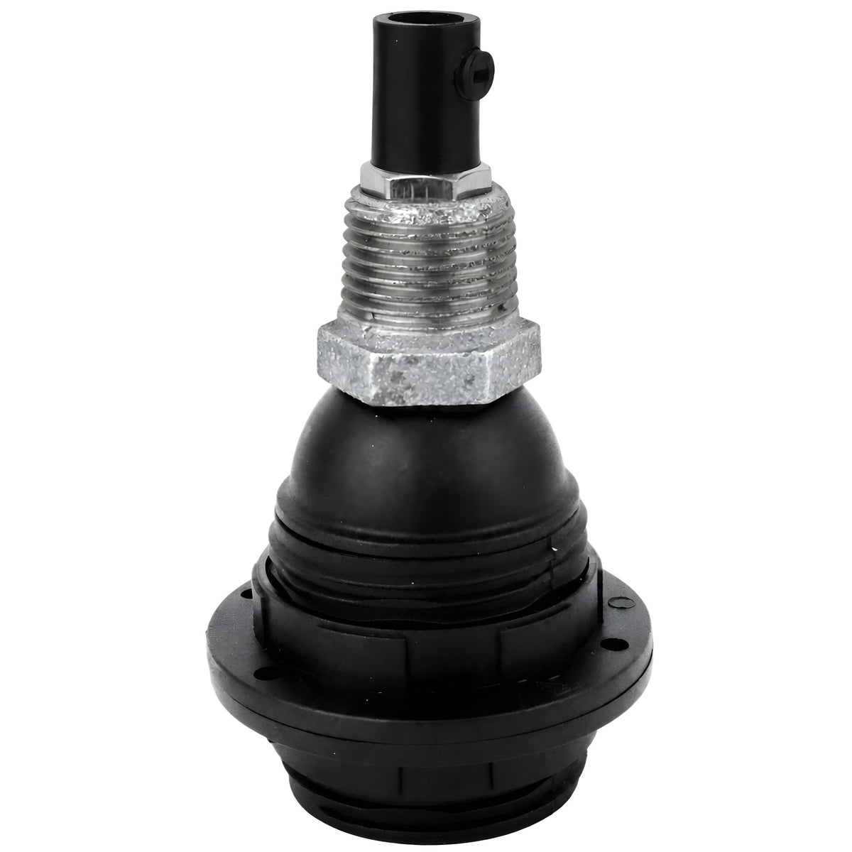 Kit portalampada E27 in termoplastica con ghiere su raccordo 1/2'' (15x21mm) maschio in ghisa zincata