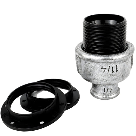 Kit portalampada E27 in termoplastica, Bachelite 1/2'' (15x21mm) femmina, raccordo in ghisa zincata