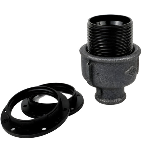 Kit portalampada E27 in bachelite su raccordo 1/2'' (15x21mm) femmina in ghisa nera economica
