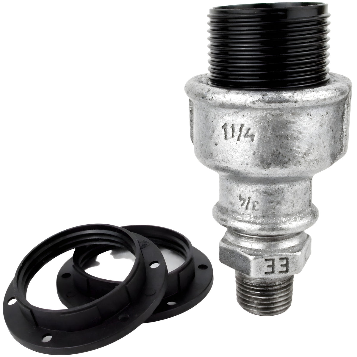 Kit portalampada E27 in bachelite su raccordo 1/2'' (15x21mm) maschio in ghisa zincata