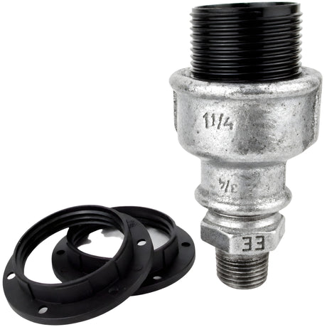 Kit portalampada E27 in termoplastica, Bachelite 1/2'' (15x21mm) maschio, raccordo in ghisa zincata