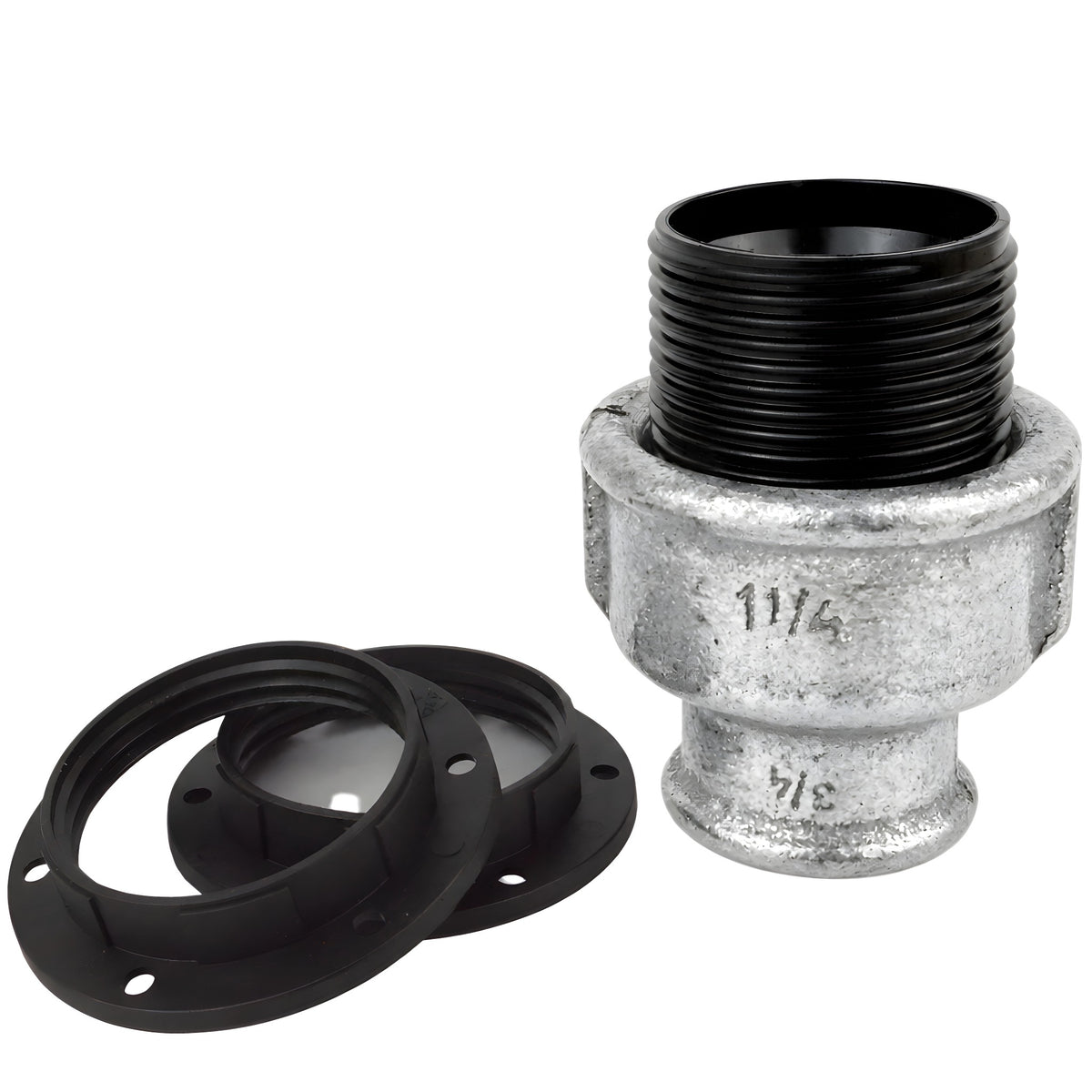 Kit portalampada E27 in bachelite su raccordo femmina in ghisa zincata