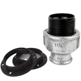 Kit portalampada E27 in bachelite su raccordo femmina in ghisa zincata