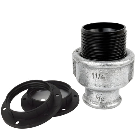 Kit portalampada E27 in termoplastica, Bachelite, filettatura femmina, raccordo in ghisa zincata