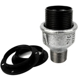 Kit portalampada E27 in bachelite su raccordo maschio in ghisa zincata