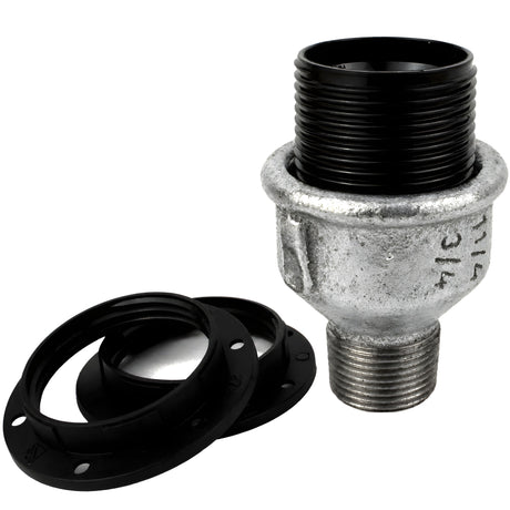 Kit portalampada E27 in termoplastica, Bachelite, filettatura maschio, raccordo in ghisa zincata