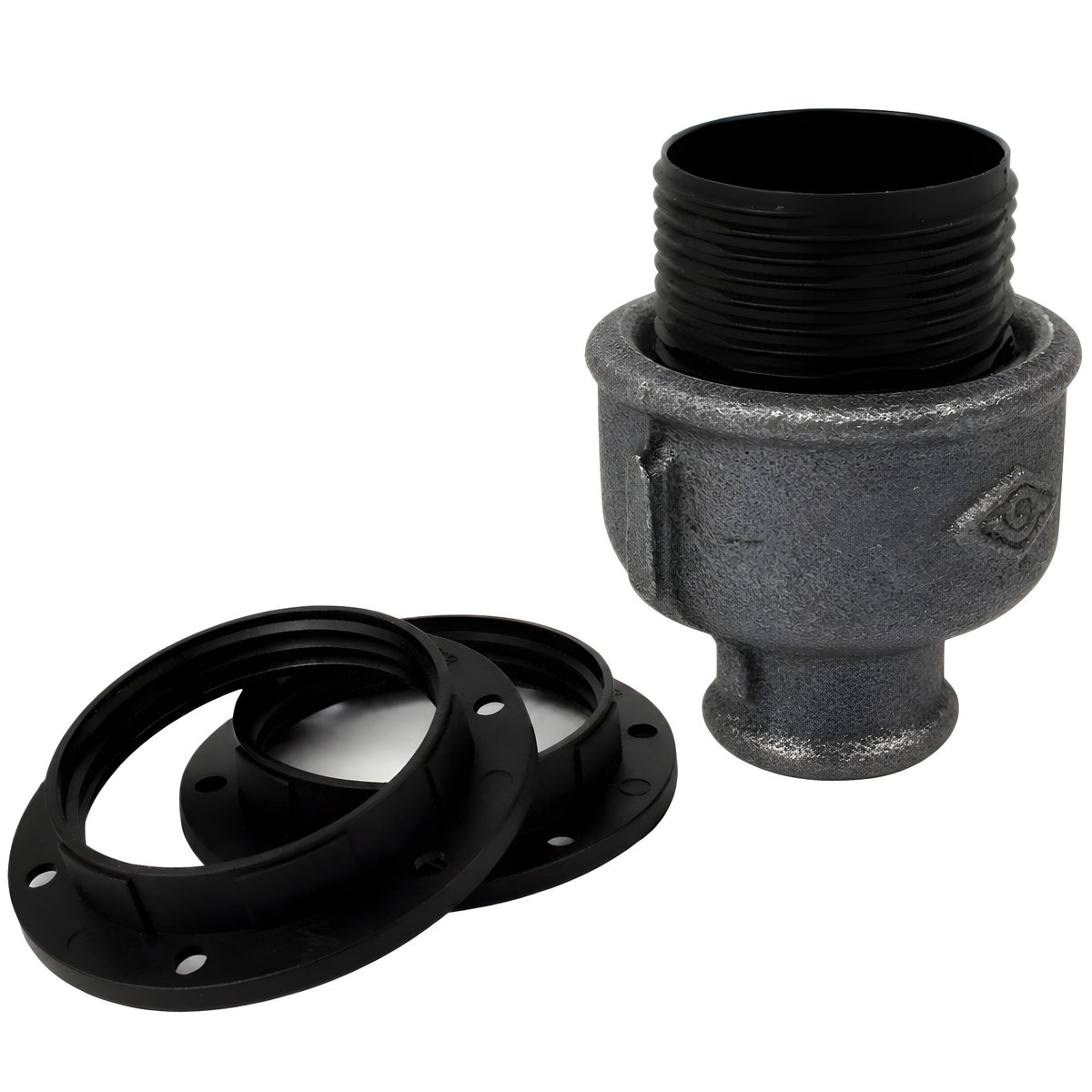 Kit portalampada E27 in termoplastica su raccordo 1/2'' (15x21mm) femmina in ghisa nera economica