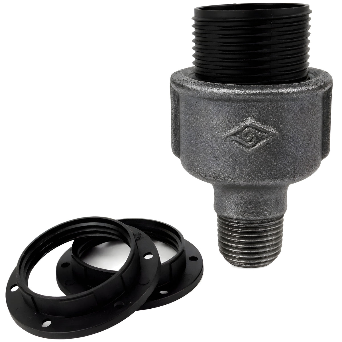 Kit portalampada E27 in termoplastica su raccordo 1/2'' (15x21mm) maschio in ghisa nera economica