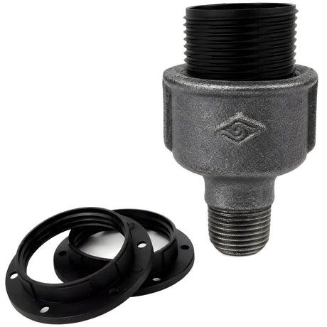 Kit portalampada E27 in termoplastica su raccordo 1/2'' (15x21mm) maschio in ghisa nera economica