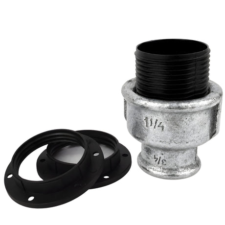 Kit portalampada E27 in termoplastica, Termoplastica, filettatura femmina, raccordo in ghisa zincata