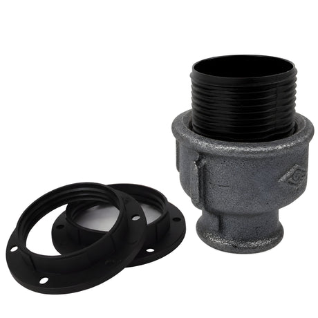 Kit portalampada E27 in termoplastica su raccordo femmina in ghisa nera economica