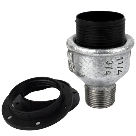 Kit portalampada E27 in termoplastica, Termoplastica, filettatura maschio, raccordo in ghisa zincata