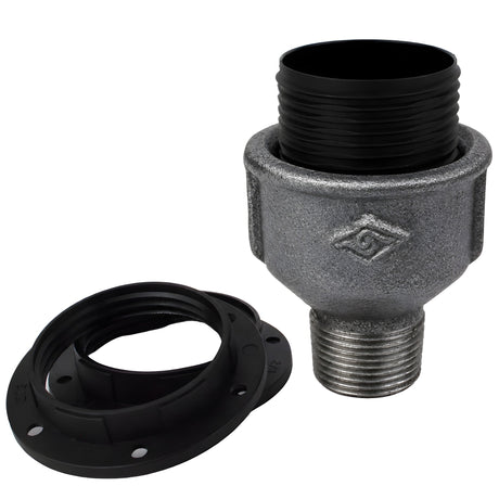 Kit portalampada E27 in termoplastica su raccordo maschio in ghisa nera economica