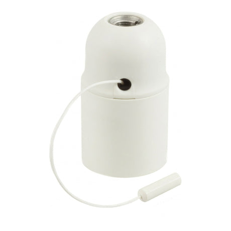 Portalampada E27 in termoplastica con interruttore a tirante — Bianco