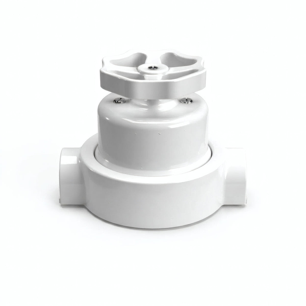 Kit deviatore in porcellana con manopola e base — Bianco / Bianco / 2 uscite in linea