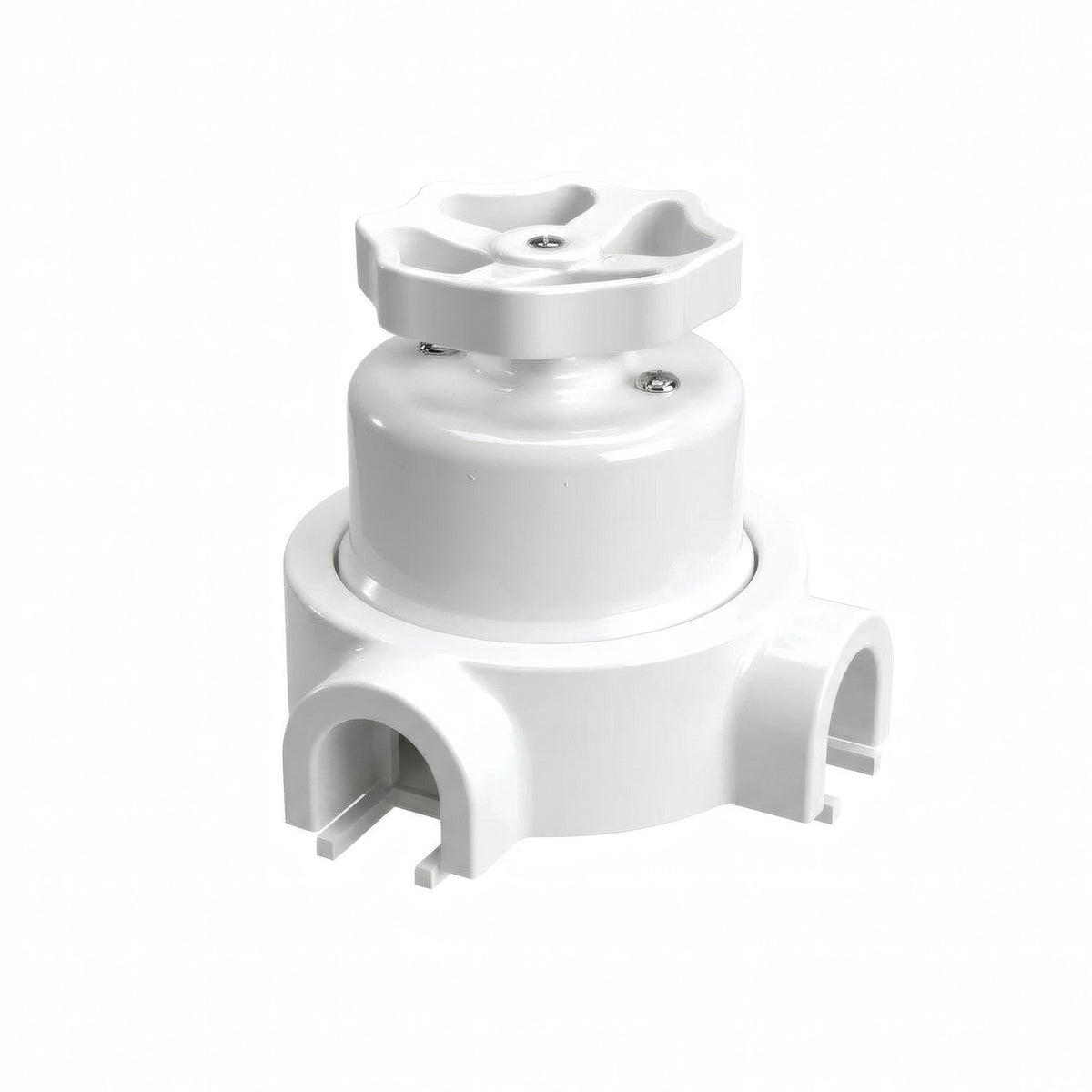Kit deviatore in porcellana con manopola e base — Bianco / Bianco / 2 uscite
