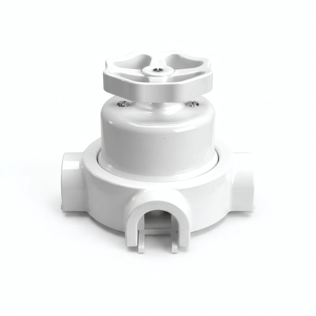 Kit deviatore in porcellana con manopola e base — Bianco / Bianco / 3 uscite