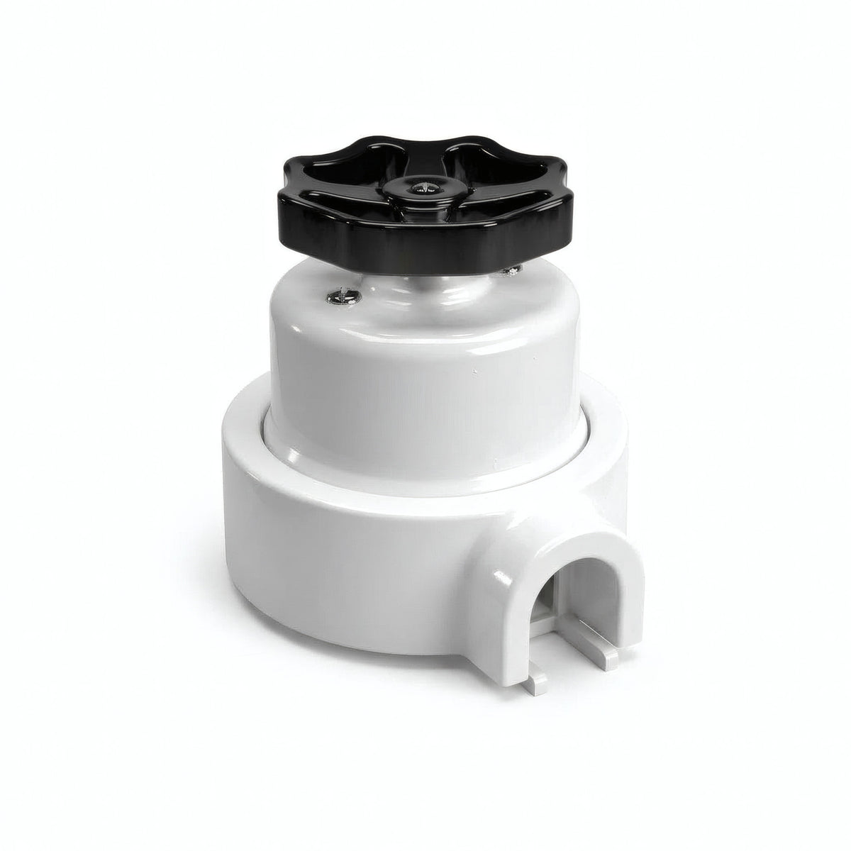 Kit deviatore in porcellana con manopola e base — Bianco / Nero / 1 uscita