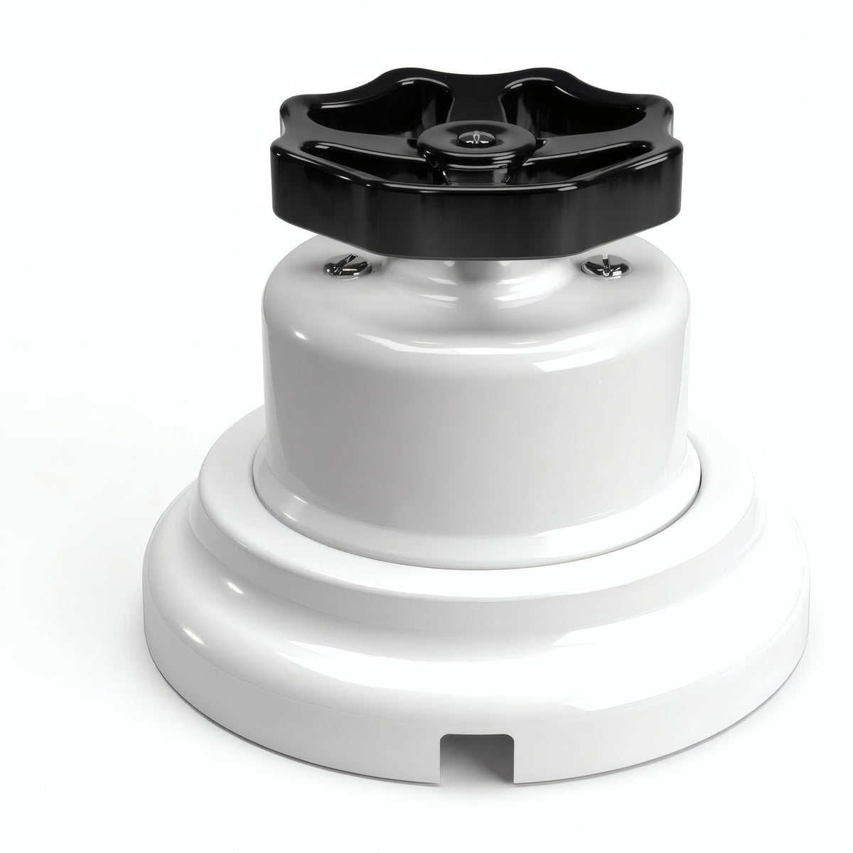 Kit deviatore in porcellana con manopola e base — Bianco / Nero / Piatta Ø 100 mm