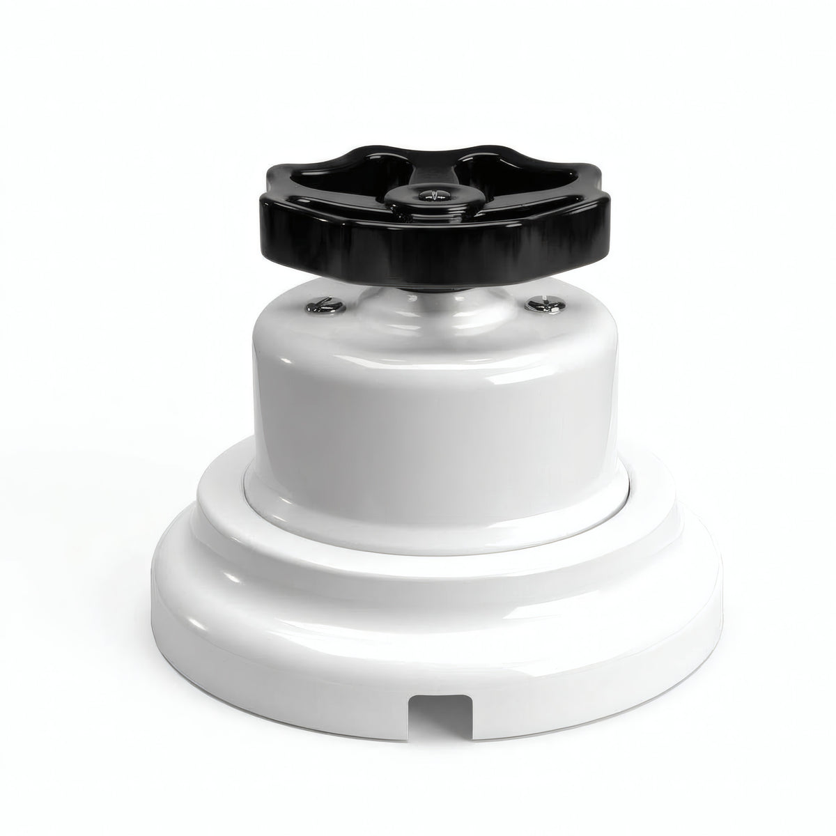 Kit deviatore in porcellana con manopola e base — Bianco / Nero / Piatta Ø 100 mm