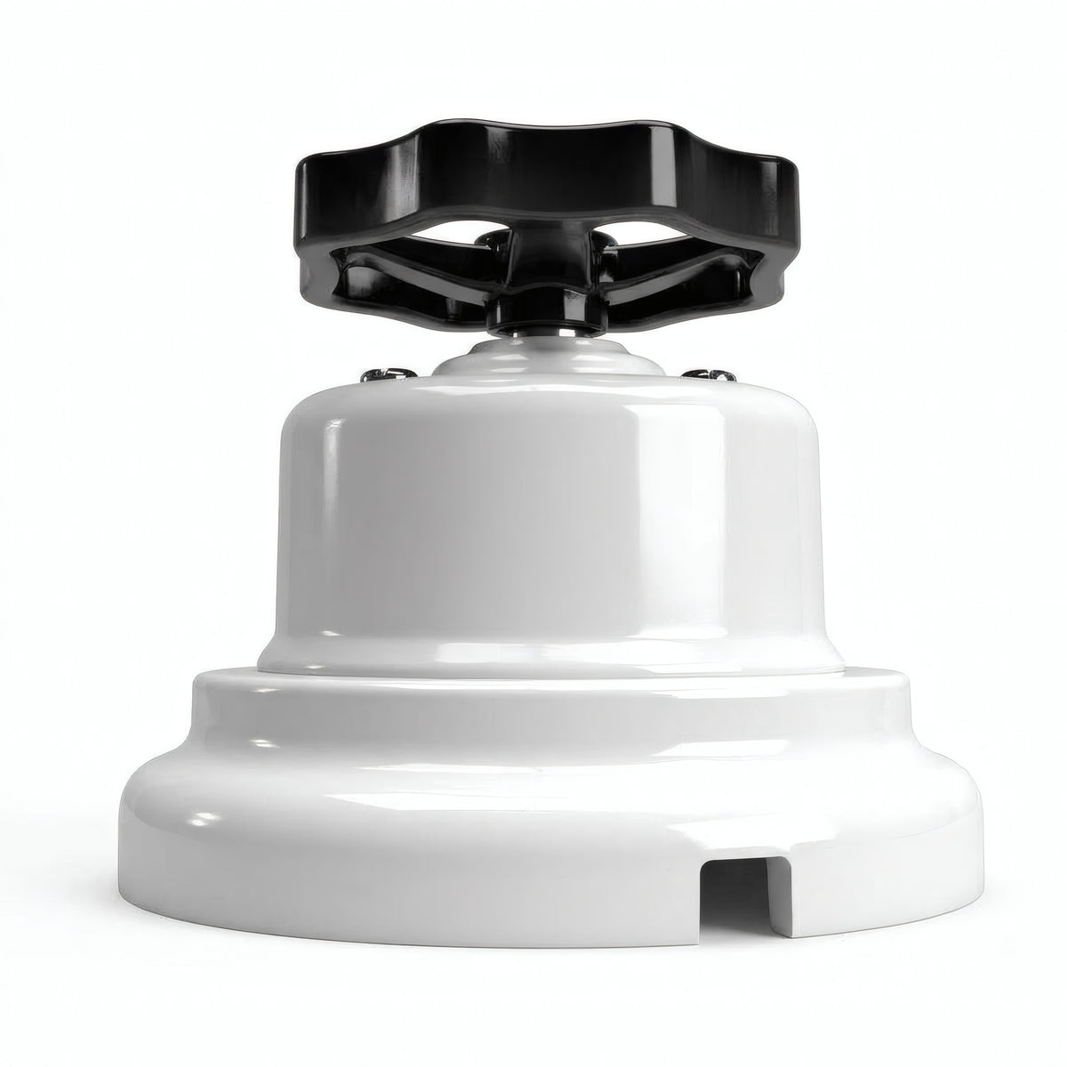 Kit deviatore in porcellana con manopola e base — Bianco / Nero / Piatta Ø 100 mm