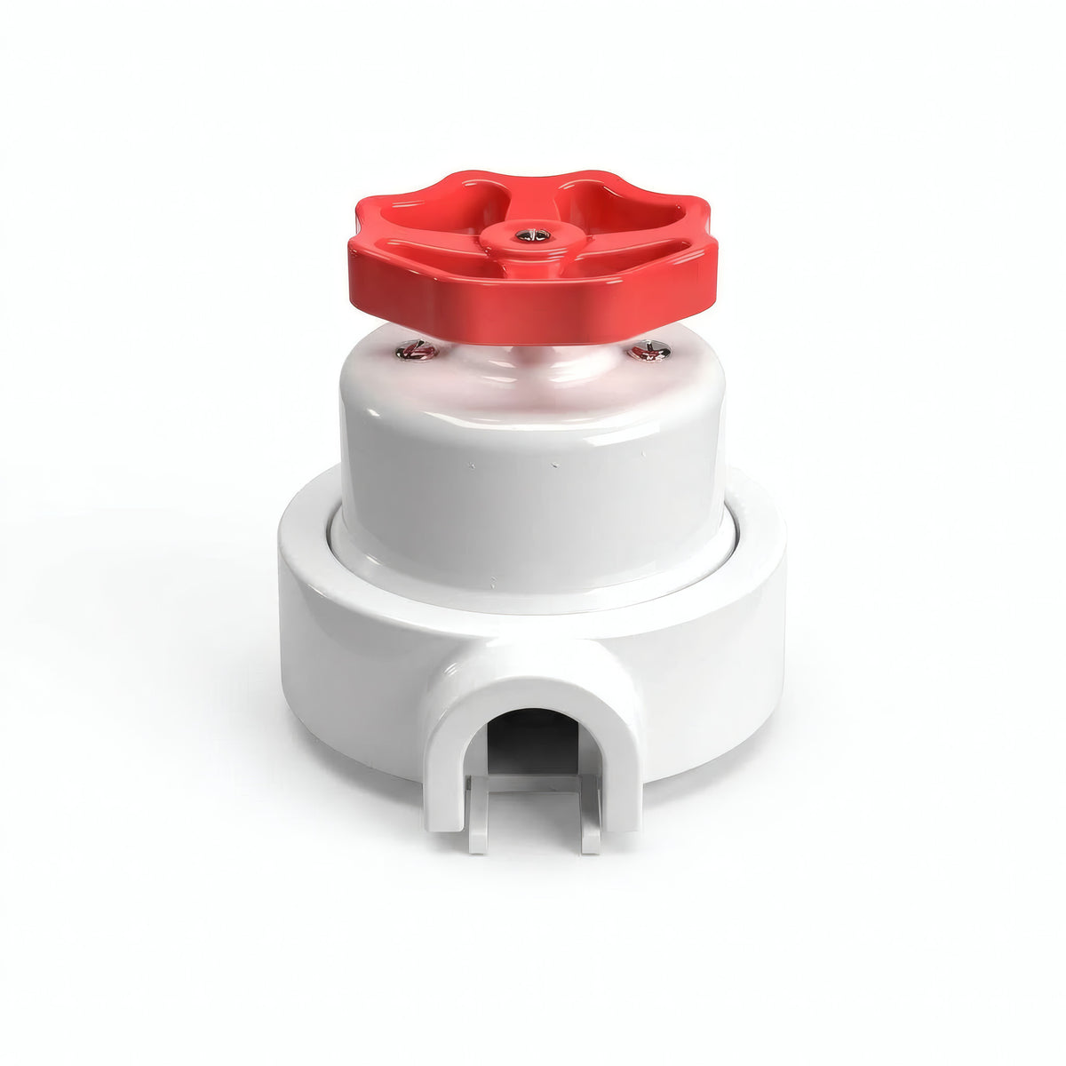 Kit deviatore in porcellana con manopola e base — Bianco / Rosso / 1 uscita