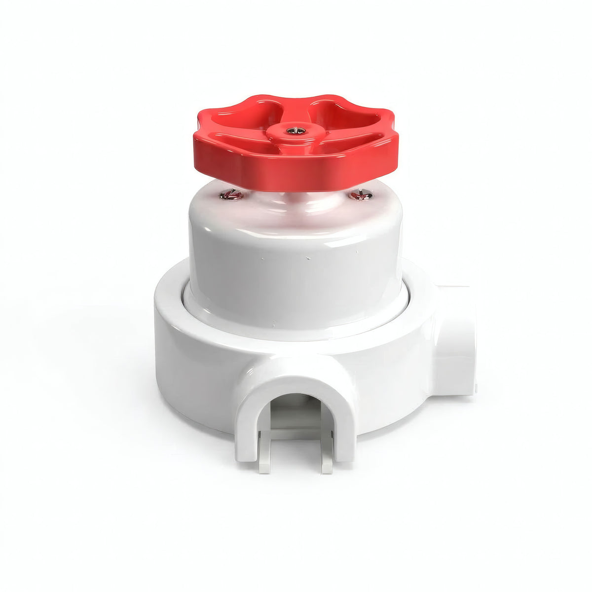Kit deviatore in porcellana con manopola e base — Bianco / Rosso / 2 uscite