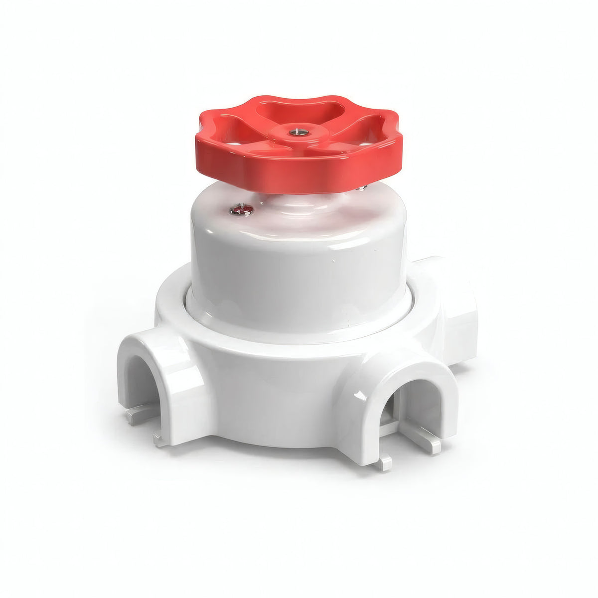 Kit deviatore in porcellana con manopola e base — Bianco / Rosso / 3 uscite