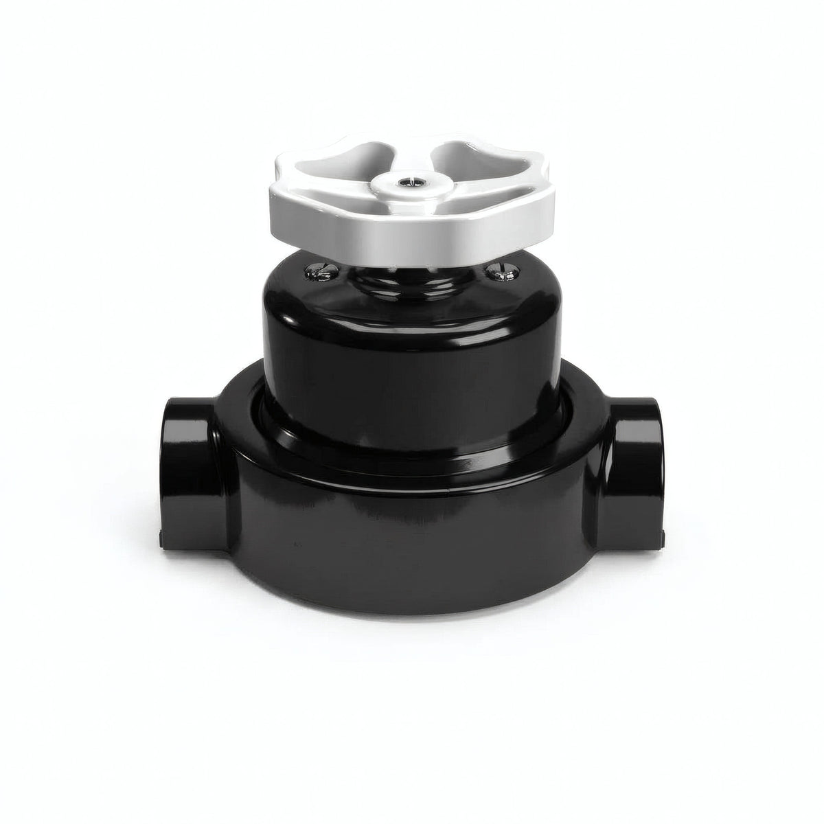 Kit deviatore in porcellana con manopola e base — Nero / Bianco / 2 uscite in linea