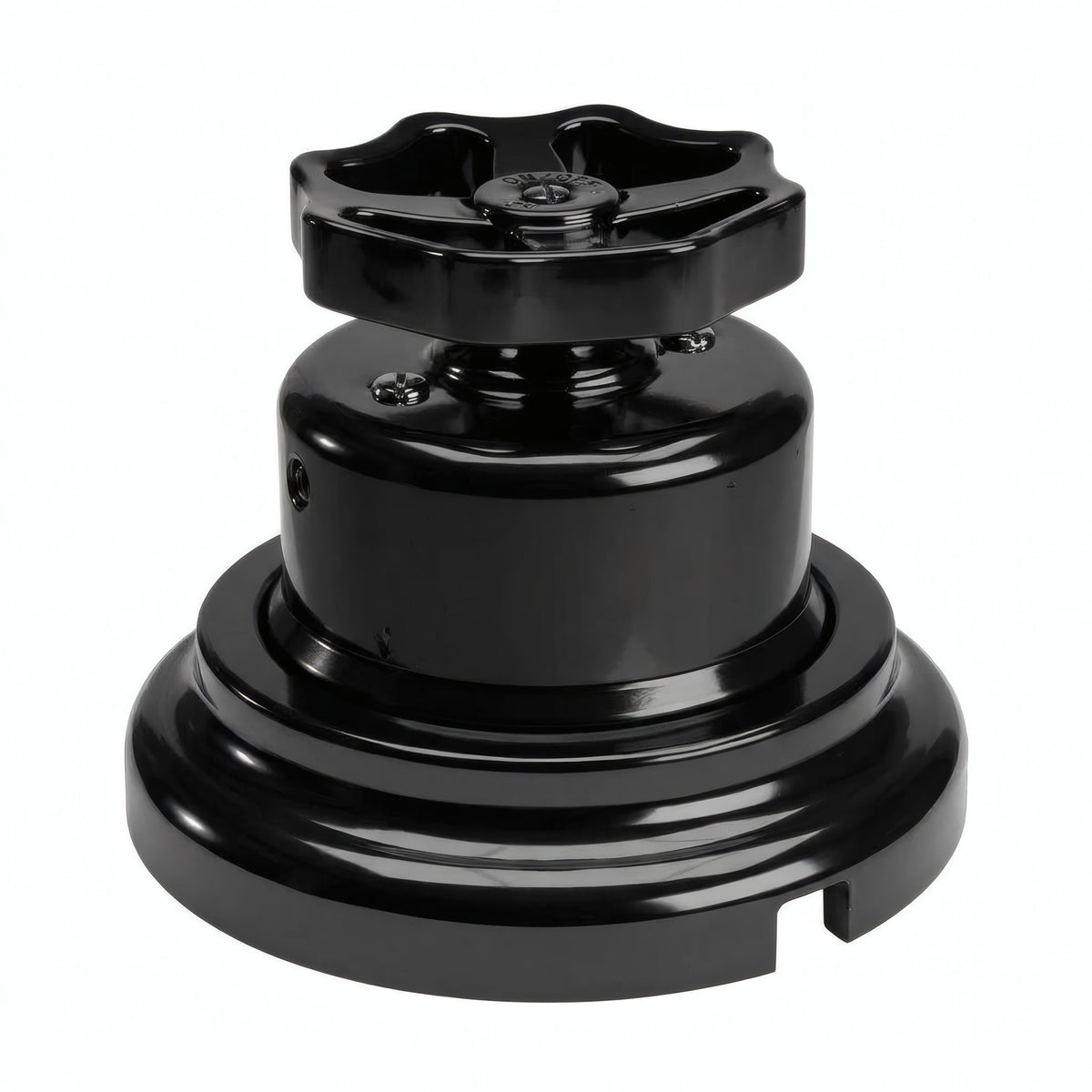 Kit deviatore in porcellana con manopola e base — Nero / Nero / Piatta Ø 100 mm