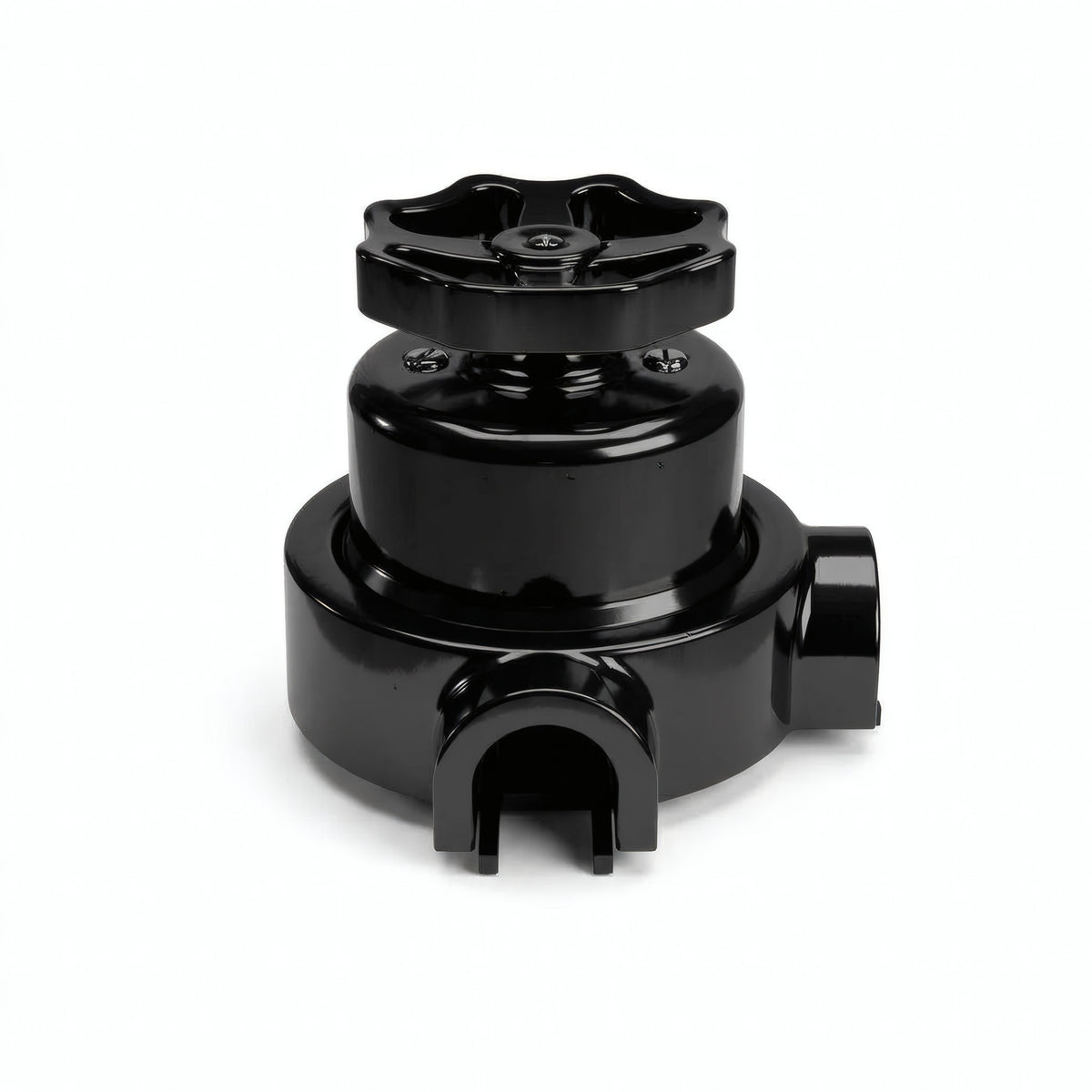 Kit deviatore in porcellana con manopola e base — Nero / Nero / 2 uscite