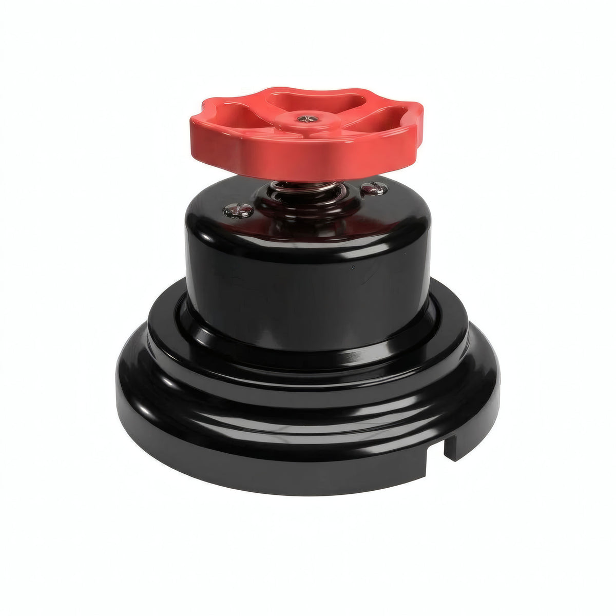 Kit deviatore in porcellana con manopola e base — Nero / Rosso / Piatta Ø 100 mm